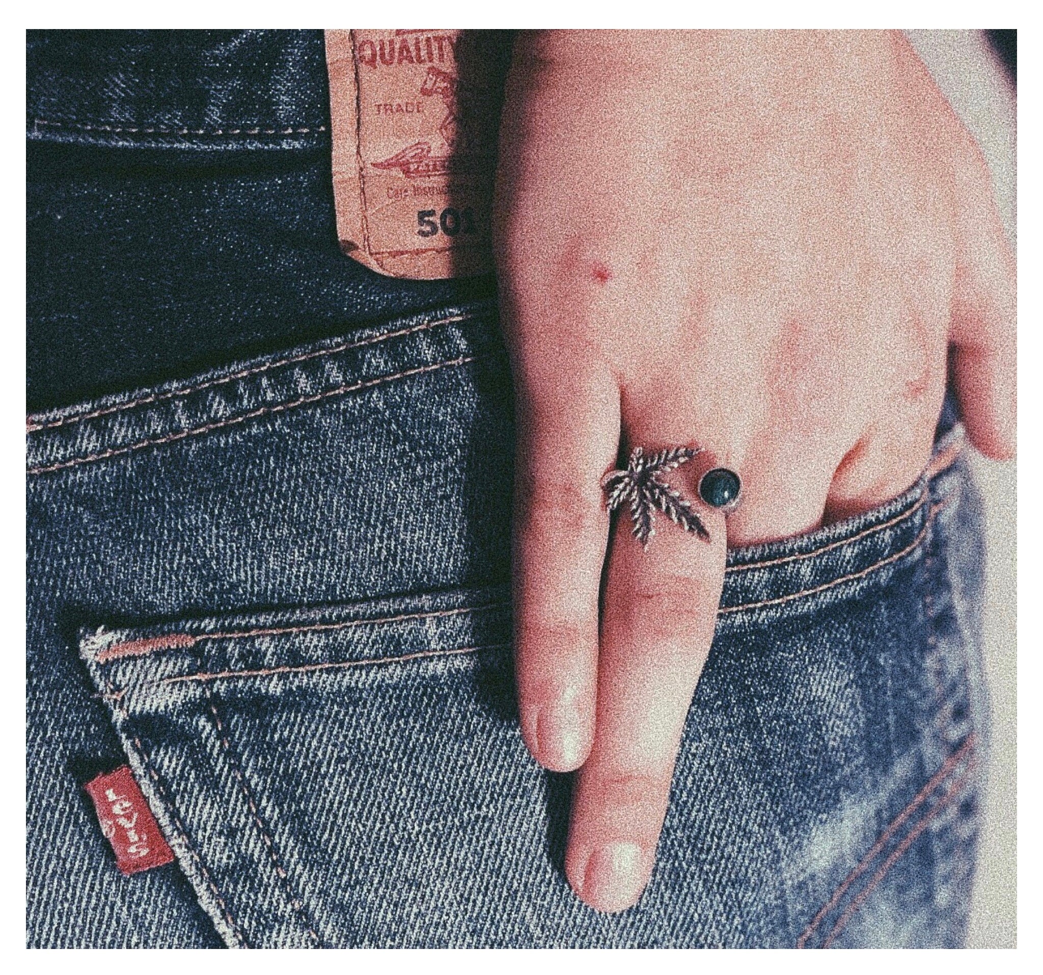 Thea Leaf Malachite Ring