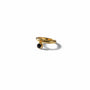 Gold ring with a black gemstone on a white background