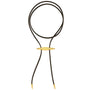Black cord necklace with a gold accent on a white background