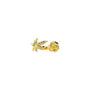 Gold earring with a floral design on a white background