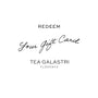 Tea Galastri gift card redeem screen with brand name on a white background