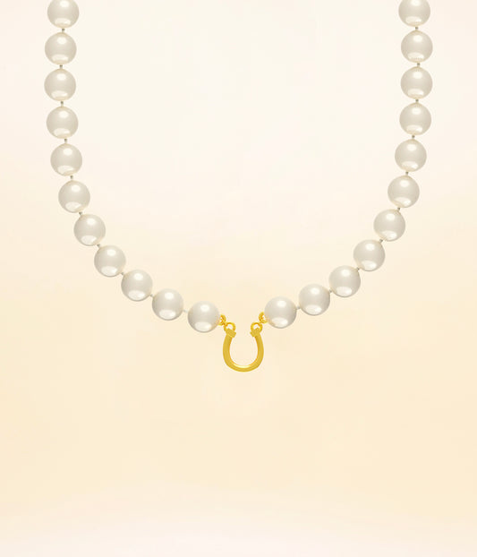 Horseshoe on Pearls Necklace