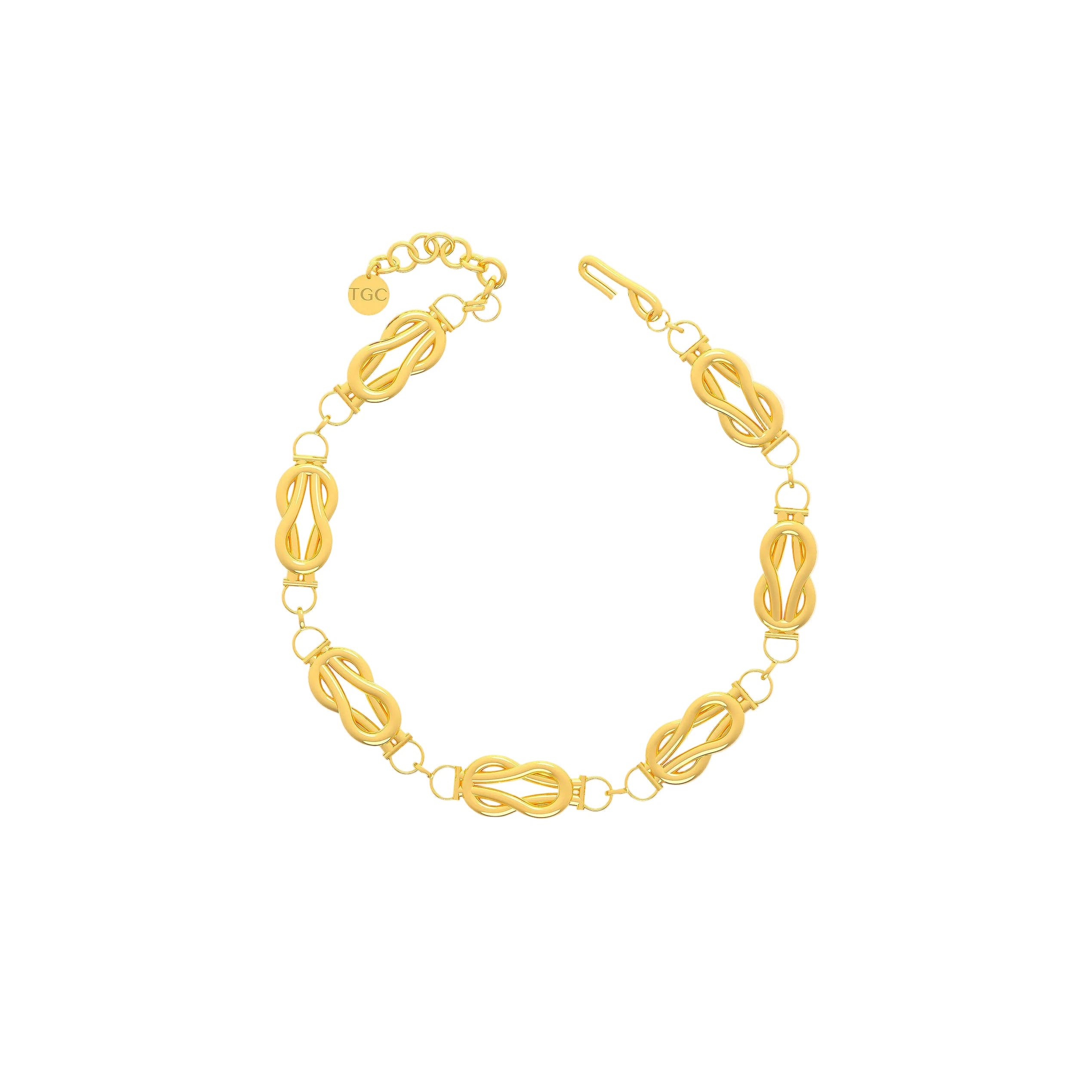 Gold bracelet on a white background