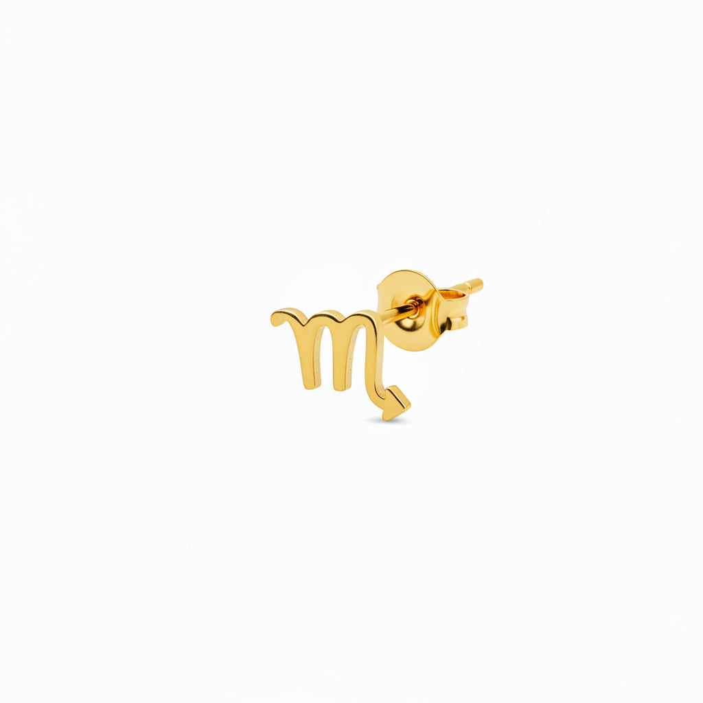 Gold astrological symbol for Scorpio on a white background