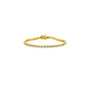 Gold bracelet with clear stones on a white background