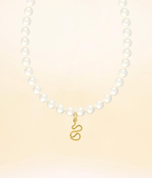 Snake on Pearls Necklace