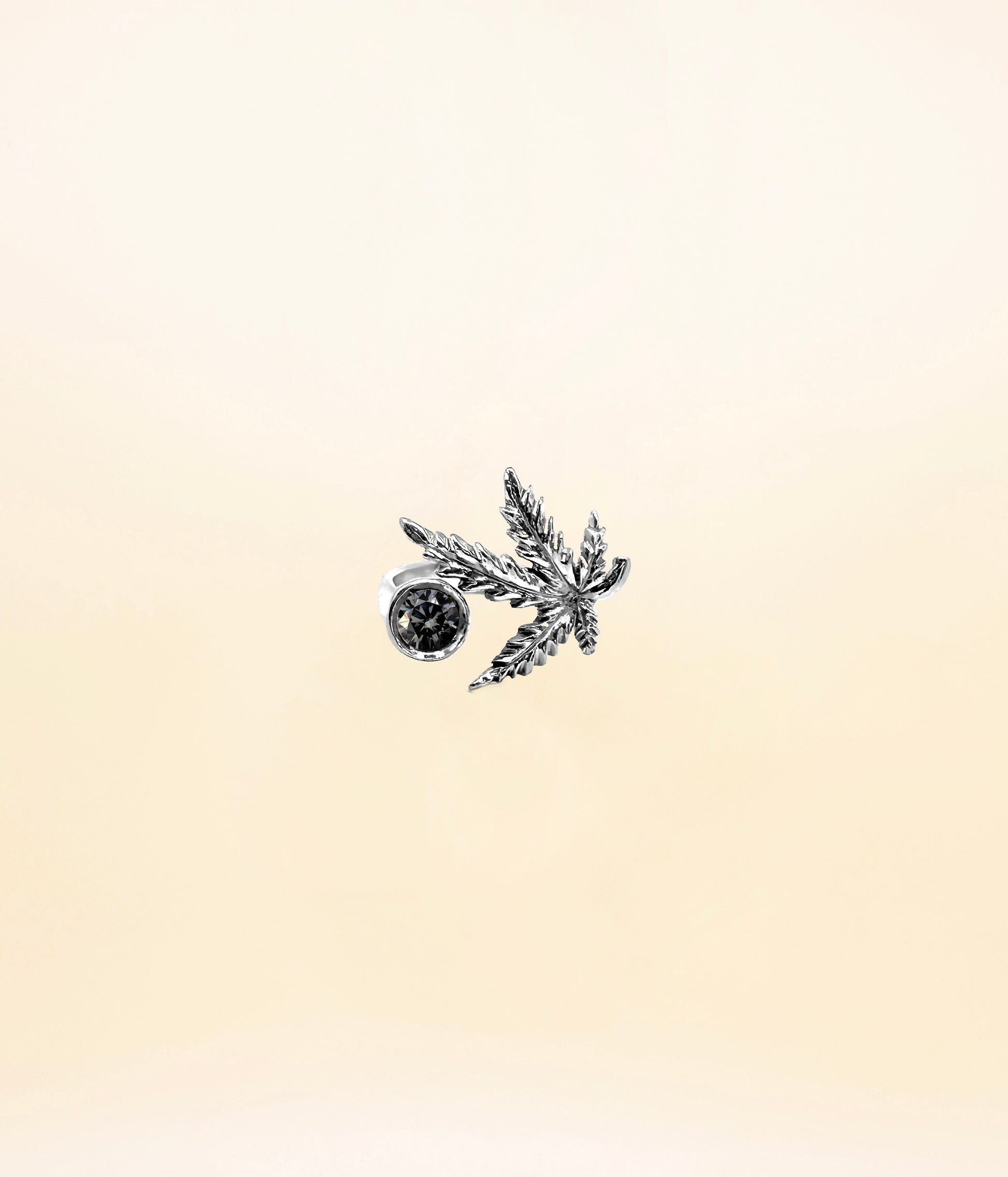 Thea Leaf Black Ring