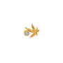 Gold earring with a diamond on a white background